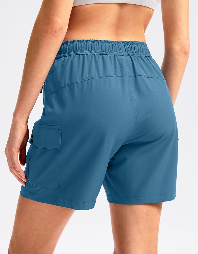SANTINY Women's 5''/ 7''/9'' Hiking Cargo Shorts Quick Dry Lightweight Summer Shorts for Women Athletic Golf Zipper Pockets