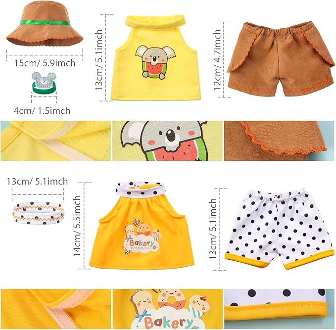 Set of 2 Cute Shirt Or Skirt Teddy Bear Clothes Outfit Fits Most 14" - 18" Bear Plush Stuffed Animal Outfit Build a Bear Doll Clothes and Make Your Own Stuffed Animals( Sleeveless A, Fit 14"-18")