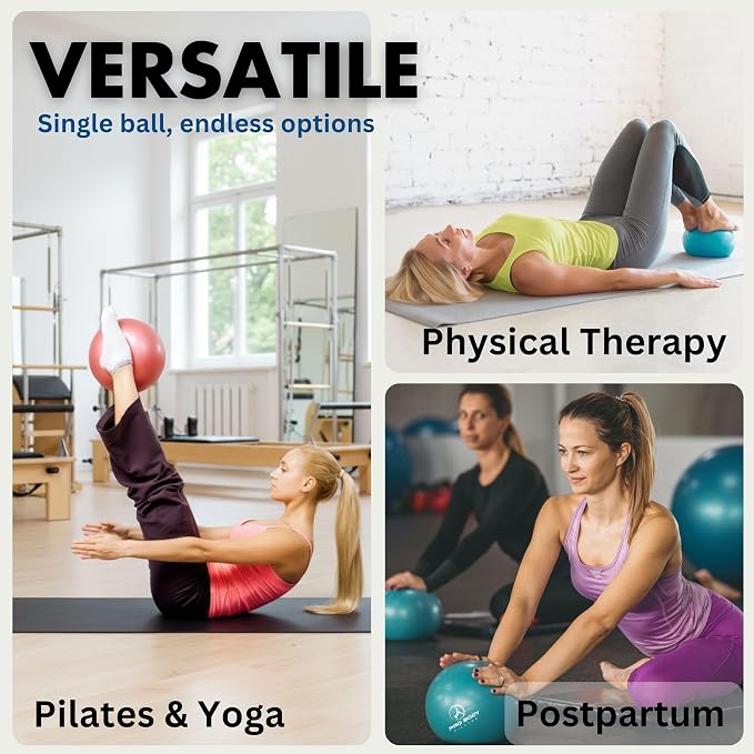 ProBody Pilates Ball 9 Inch - Small Exercise Ball for Stability, Barre, Core, Ab Workouts, Yoga, & Physical Therapy
