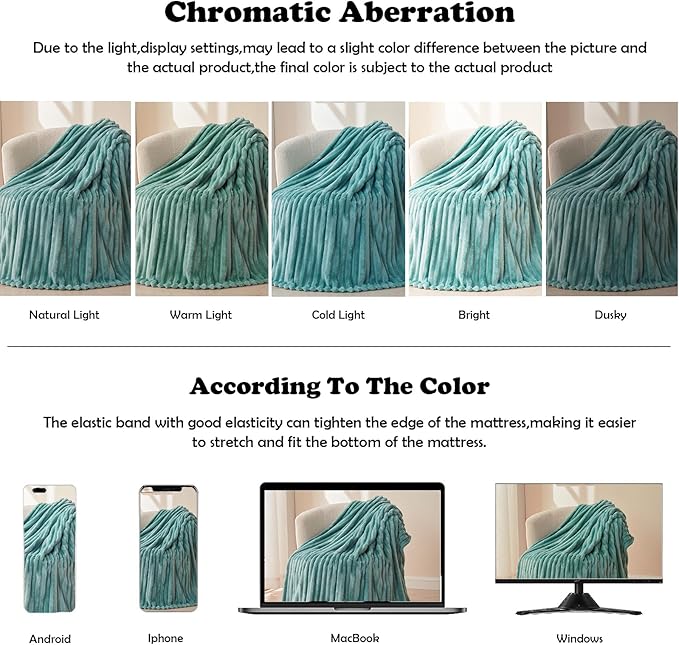 NEWCOSPLAY Super Soft Queen Blanket Mint Green Premium Silky Flannel Fleece 3D Ribbed Jacquard Lightweight Bed Blanket All Season Use (Mint Green Ribbed, Queen(90"x90"))