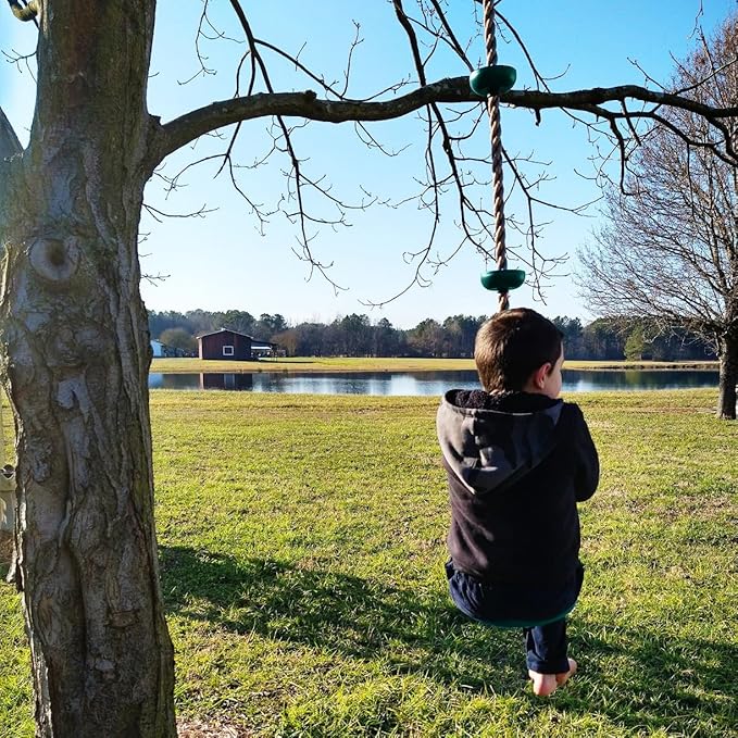 Climbing Rope with Platforms and Disc Swing Seat Set Playground Accessories Including Bonus Hanging Strap & Carabiner Tree Swing for Kids Rope Swings for Tree