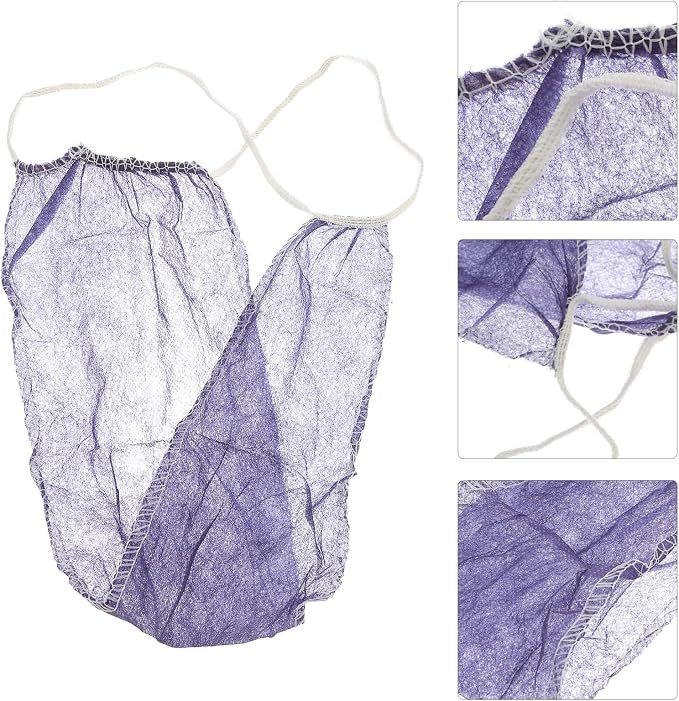 Mikikit 100Pcs Disposable T-Back Thong Panties Women Underpants Non-Woven Sauna Briefs for Spa and Spray Tanning Use Random Color Random Color Blue