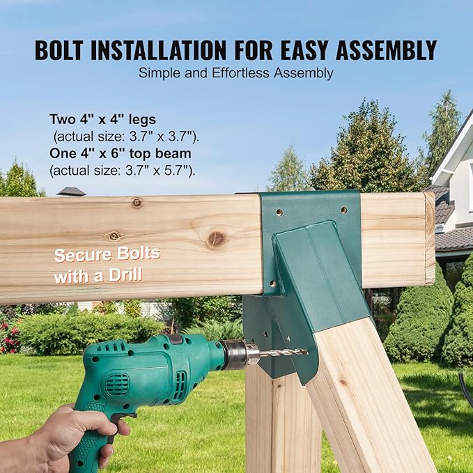 VEVOR A-Frame Middle Swing Set Brackets, Heavy Duty Carbon Steel Swing Set Hardware with Mounting Hardware, DIY Swing Set Bracket Swing Set Kit for 4x4 Legs & 4x6 Beam, Green (2 pc)