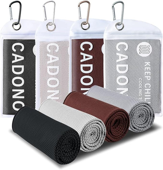 4 Pack Cooling Towel (40"x12"), Soft Breathable Chilly Towel, Ice Towel, Microfiber Towel for Yoga, Sport, Running, Workout,Gym, Camping, Fitness, Workout & More Activities(Multicolor)