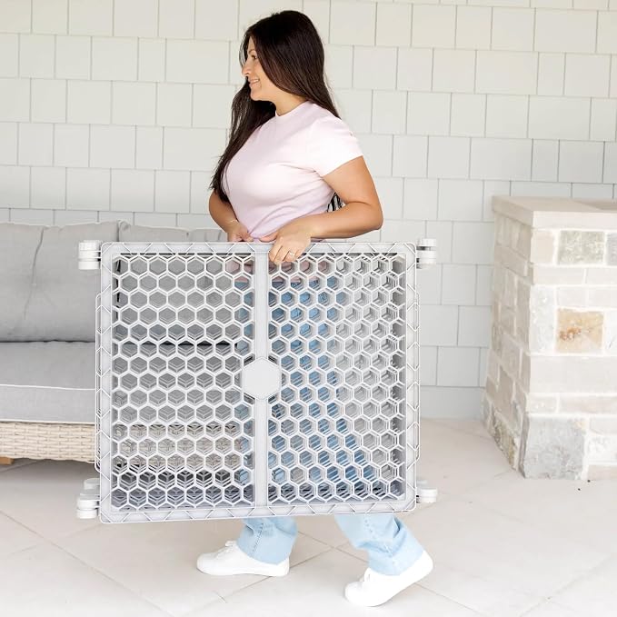 Regalo Safety 192" Super Wide Baby Gate & Play Yard, 2-in-1 Adjustable Playpen for Babies, Toddlers & Pets, Includes Wall Mount Kit, Plastic, Gray