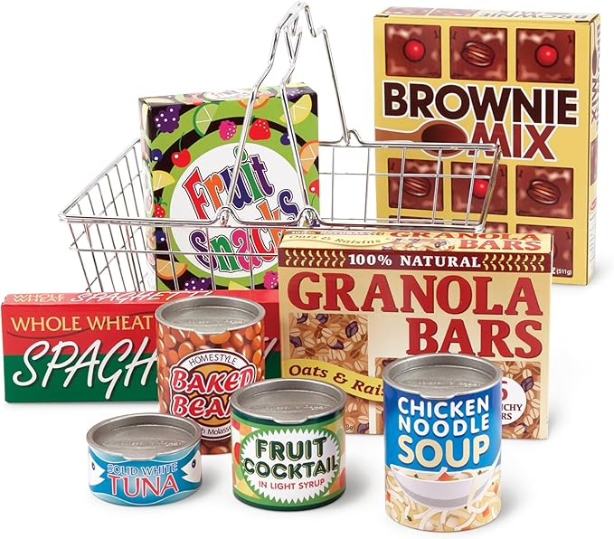 Melissa & Doug Grocery Basket - Pretend Play Toy with Heavy Gauge Steel Construction