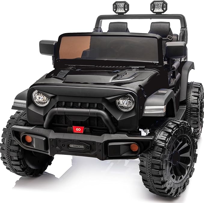 Outfunny 2 Seater Ride on Car Toy, 24V 4WD Electric Car for Kids 4-8 with Remote Control, 4x200W Motors, Capacity 150 lb - Black