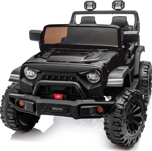 Outfunny 2 Seater Ride on Car Toy, 24V 4WD Electric Car for Kids 4-8 with Remote Control, 4x200W Motors, Capacity 150 lb - Black
