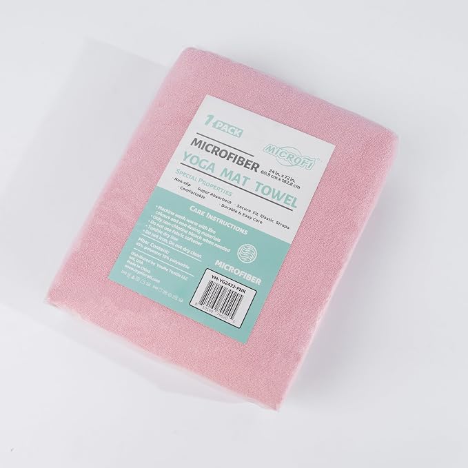 MICROFI New Microfiber Hot Yoga Towel Mat, 24 x 72 inches, with Non-Slip Silicone Grip, Secure Fit Elastic Straps