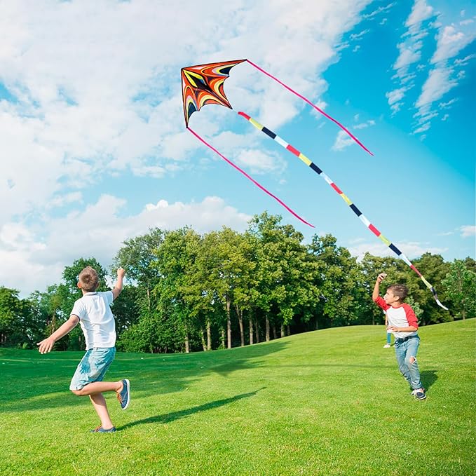 Kite, Large Delta Kites for Kids and Adults, Easy to Fly Rainbow Kites, Durable Multifunctional Beach Kite, Tangle-Free Flight Line, Durable