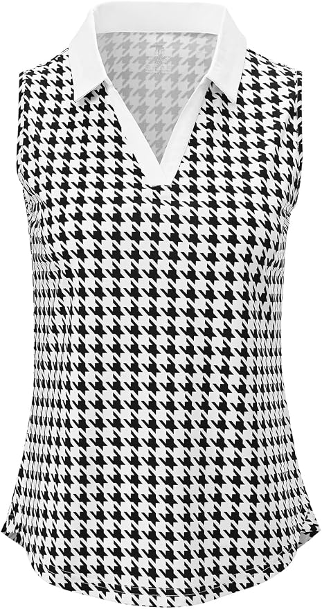 BGOWATU Women's Sleeveless Golf Polo Shirts Collared V Neck Tennis Tank Tops UPF 50+ Quick Dry Lightweight