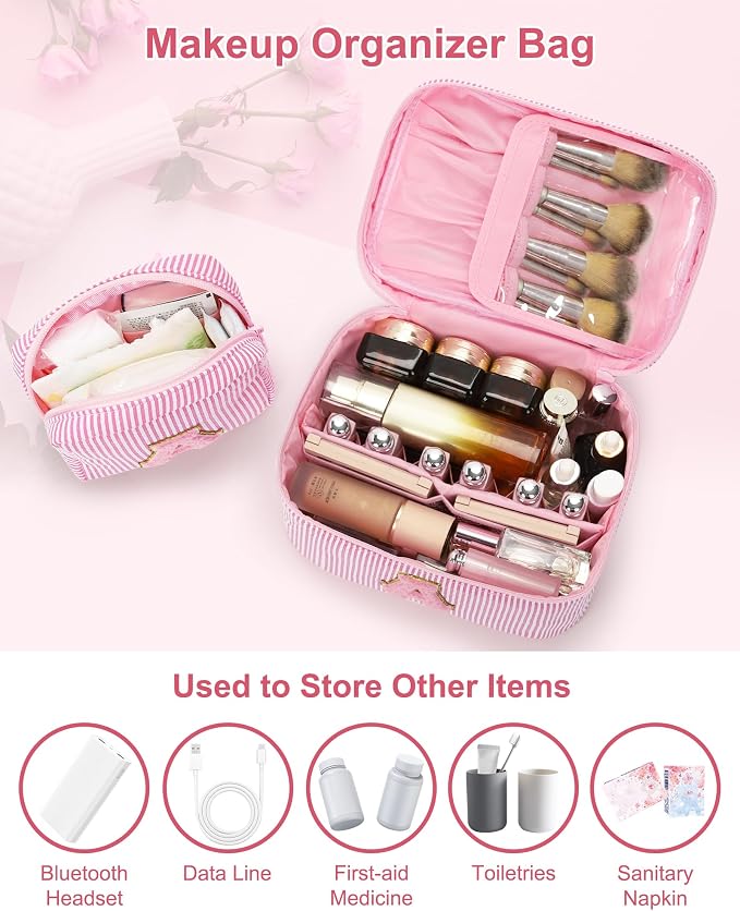 MONSTINA Period Bag Sanitary Napkin Storage Bag|Tampon Pouch Portable Feminine Care First Period Kit for Teen Girls Women Gift for Her Monogram Initial Cute Toiletry Bag,2PCS Pink P