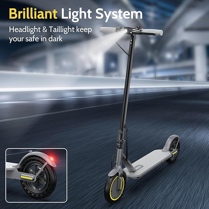 NAVIC Electric Scooter with Dual Suspension/Braking, 350W/500W Motor, 19/22 Mph,Max 22/25/27/49Miles Range, Foldable E Scooter for Adults with App