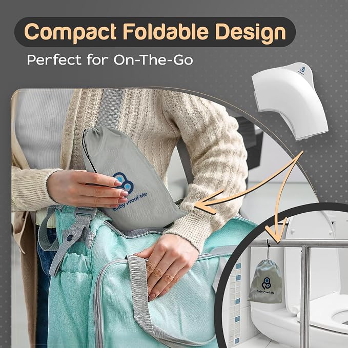 Baby Proof Me Travel Potty Training Seat for Toddlers Boys and Girls – ABS Plastic Foldable, Non-Slip Suction Cups, Fits Round & Oval Toilets, Portable Toilet Seat for Kids, Includes Free Travel Bag