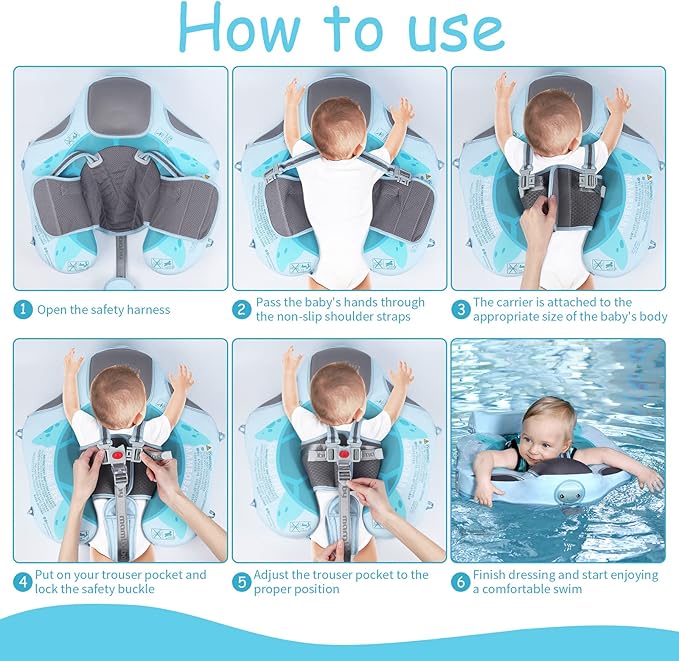 Baby Floats for Pool with Canopy Removable Sun Protection Canopy Mambobaby Float Non Inflatable Upgrade Add Tail Avoid Flip Waterproof Skin-Friendly Infant Swim Float 3-24 Months