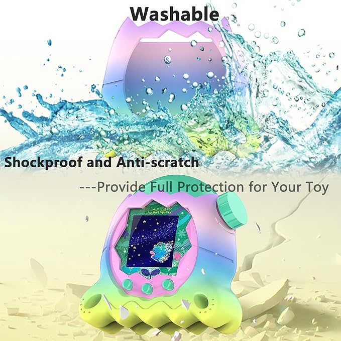 JCHPINE Hard Case and Silicone Cover for Tamagotchi Paradise Electronic Pet, Protective Cases for Tamagotchi Paradise with Screen Protector and Lanyard (Rainbow)