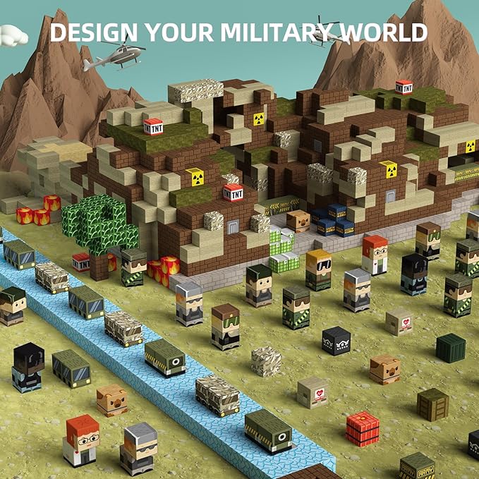 GobiDex 100PCS Magnetic Blocks Army Toys for Boys Girls, Build MagWonder for Army Men, STEM Building Toys for Kids Ages 3+, Military Game-Based Toddlers Birthday Gifts (1inch)