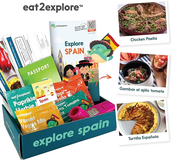 Cooking Kits for Kids - Interactive & Educational Set with 3 Recipe Cards, Key Ingredients & Cooking Tools - Ideal Idea for Kids who Love to Create Meals (Spain Edition)