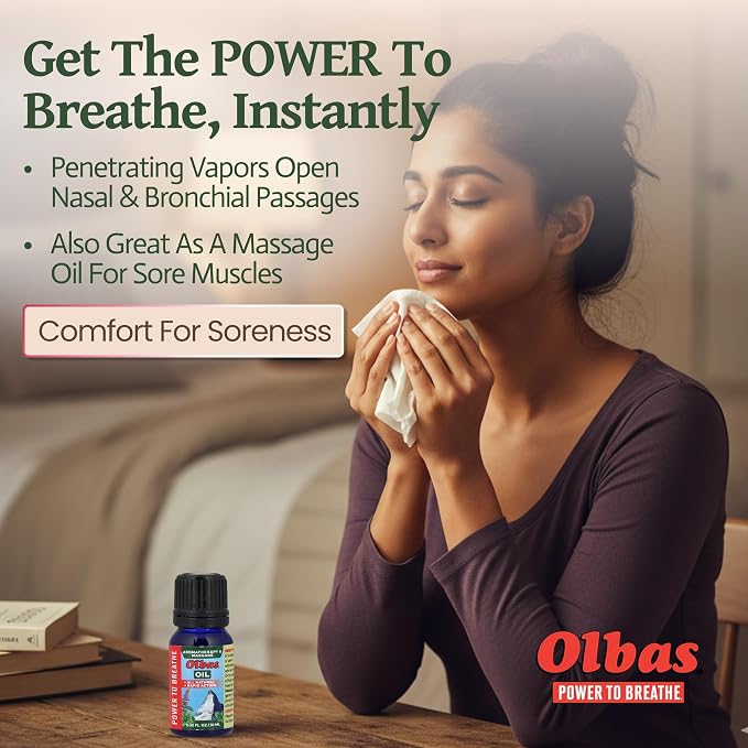 Olbas Aromatherapy Inhalant and Massage Oil Pack of 1 (10 ml), Body Massage Oil, Swiss Herbal Remedies with Pure Essential Massage Oils for Muscle Relaxing and Soothing Comfort for Pain Relief