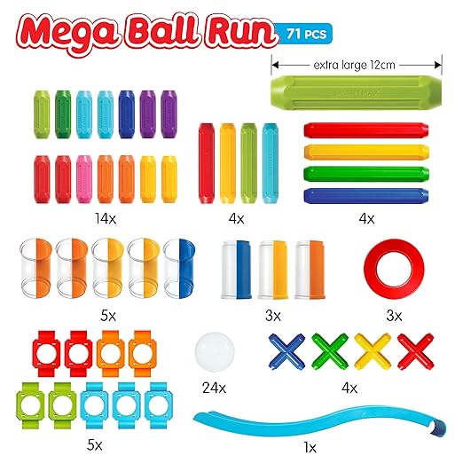 SmartMax Mega Ball Run STEM Magnetic Discovery Building and Ball Run Set Featuring Safe, Extra-Strong, Oversized Building Pieces for Ages 3+