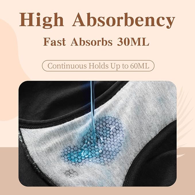 Women's Period Washable Urinary Incontinence Cotton Brief Underwear Menstrual Panties with Leakproof