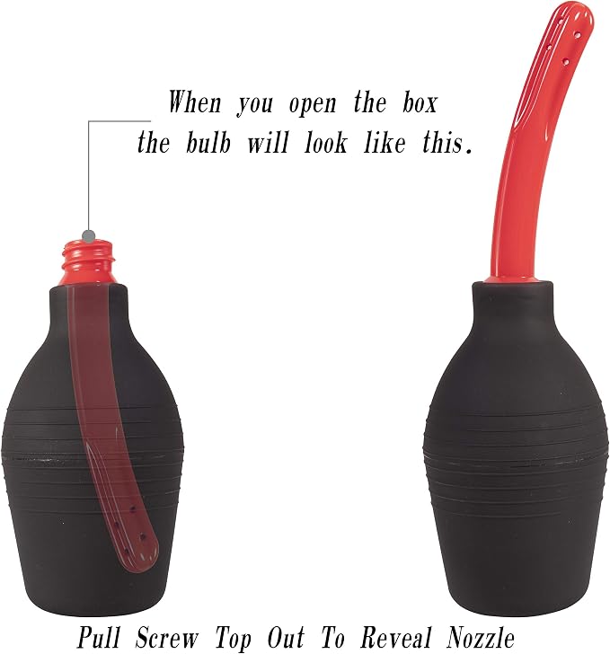 Abyclean Anal Douche Enema Bulb Vaginal Douche Enema Cleaner for Women’s or Man’s Health with 2 Nozzles (500ml Black)