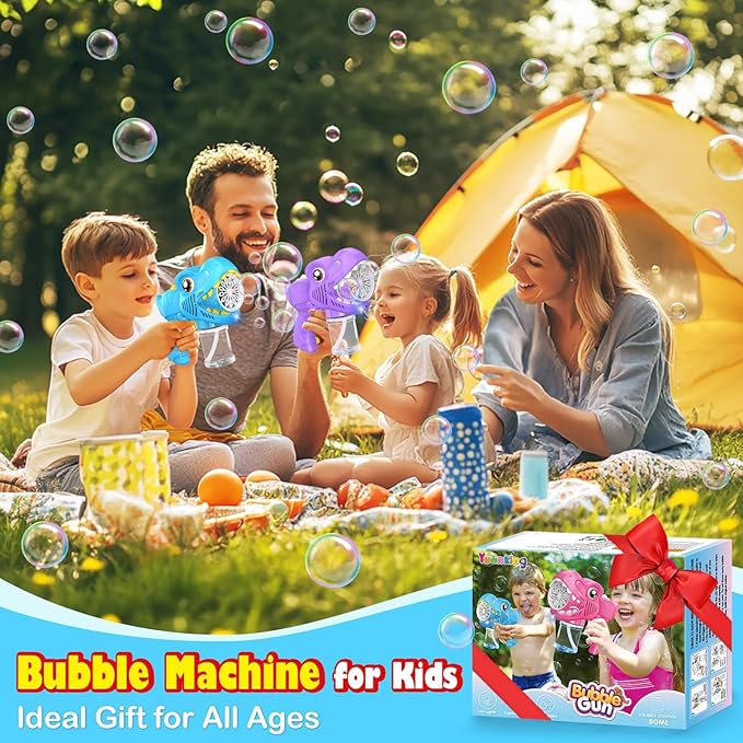 3PC Bubble Gun for Kids with 3 Bottles Solutions 13 Holes Turbo Mode Auto Bubbles Machine Birthday Gifts for Girls Kids Toys for Ages 3 4-8 Valentines Day Gifts Easter Xsmas Outdoor (Blue+Pink+Purple)
