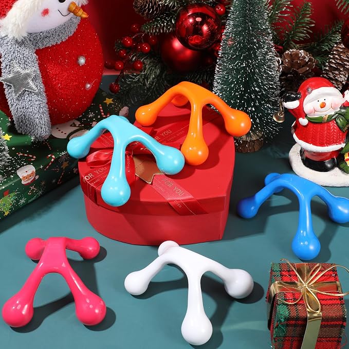 TrelaCo 50 Pack Four Point Massage Tools Christmas for Employees Gift White Elephant Gift 4 Legged Massage Knobs Portable Palm Shaped Manual Back Massager Handheld(Multicolored)