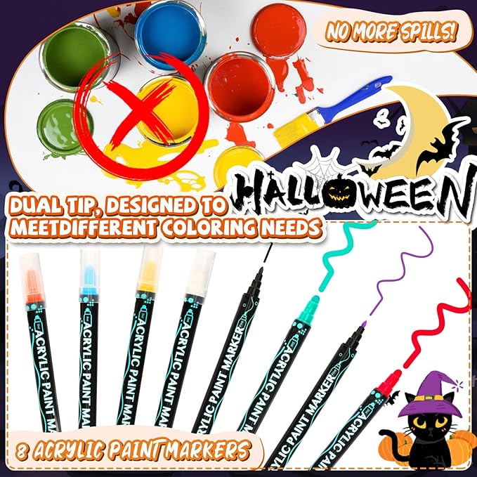 JULEASEL Rock Painting Kit, Glow in The Dark Rock Craft Paint Kits, Arts and Crafts for Kids Ages 6-12, Holiday DIY Crafts for Girls & Boys with Mess-Free Pens Markers