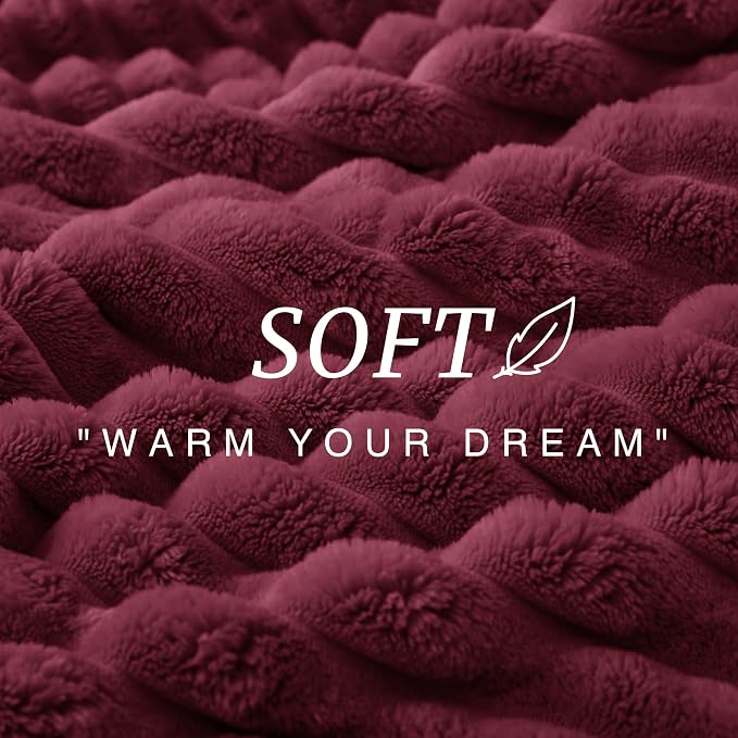EXQ Home Gentle Soft Fleece Throw Blanket – Cozy Lightweight Blanket for Couch Bed – All-Season Warm Fuzzy Flannel Blanket for Women Mom Her – Gifts for Birthday(60"x80",Burgundy)