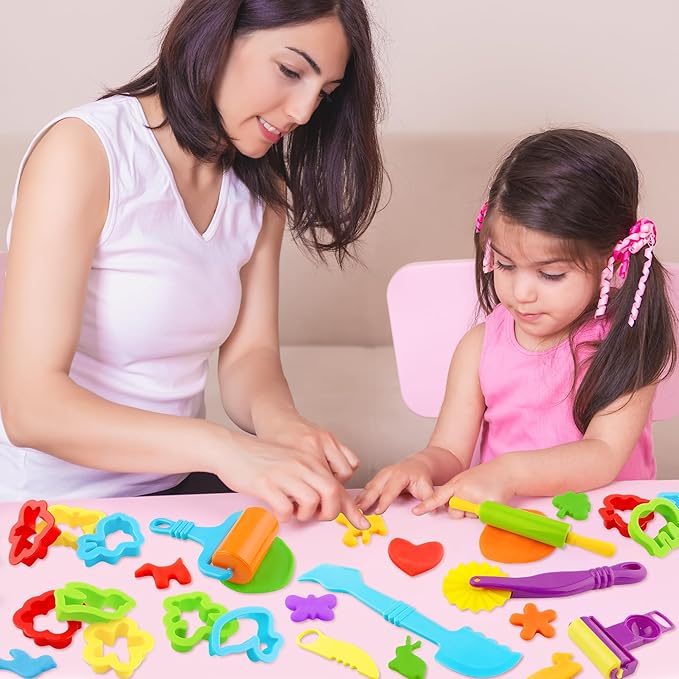 36-Piece Dough Tool Set for Kids Ages 3-8 – Includes Animal Cutters, Rolling Pins, Rollers, Random Colors