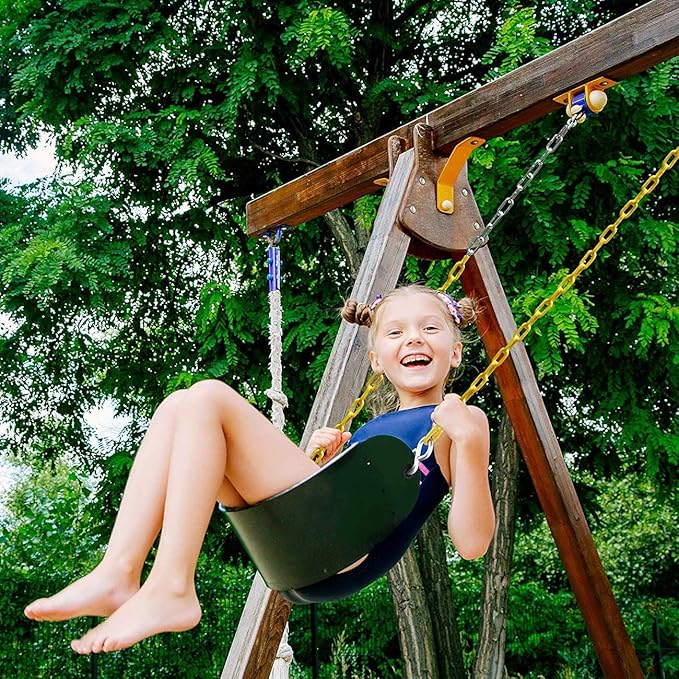 Sunnyglade 3 PCS Swings Seats Heavy Duty with 66" Chain, Playground Swing Set Accessories Replacement with Snap Hooks, Support 250lb (3, Green)