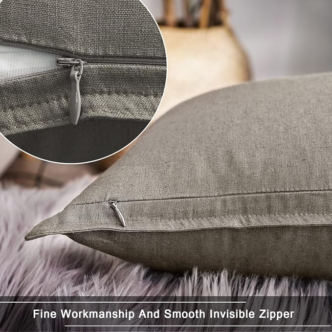 Jeanerlor Solid Cotton Linen Decoration 18"x18" Throw Pillow Cushion Case Special Pillow Cover Delicate Decorative Pillowcase for Couch/Bed/Chair,(45 x 45cm), Gray