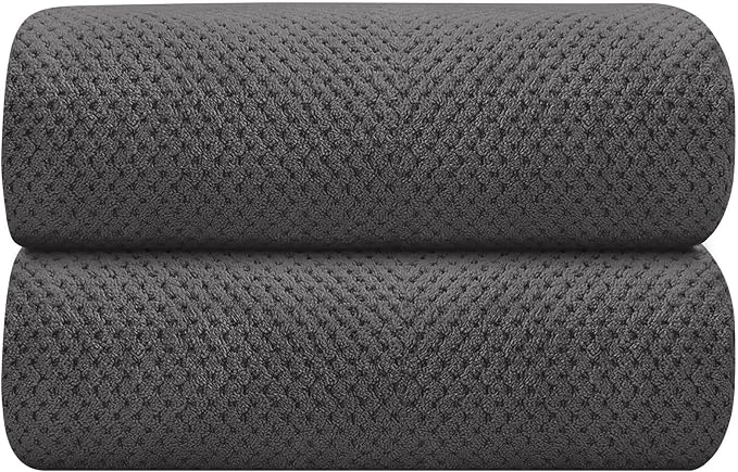 HOMEXCEL Grey Bath Towels 2 Pack, Microfiber Bathroom Towel, Super Soft Highly Absorbent Bath Towel Set, Quick Drying Towels for Sport, Yoga, SPA, Fitness