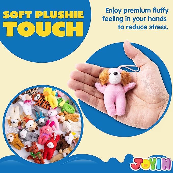 JOYIN 24 Pcs Mini Animal Plush Toys, 3” Stuffed Animal Bulk for Kids Birthday Party Favors, Presents, Pinata Fillers, Goodie Bag Fillers, School Prizes, Halloween Goodie Bags