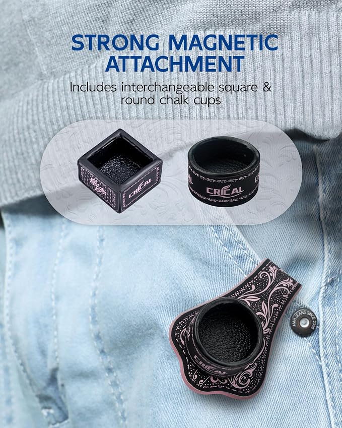 CRICAL Portable Magnetic Pool Chalk Holder Square Chalk Cube Holder Billiard Cue Accessory Gift Idea