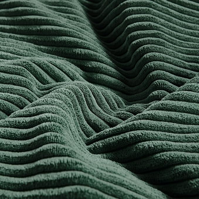 Fancy Homi Set of 2 Dark Green Lumbar Decorative Throw Pillow Covers 14x22 Inch for Living Room Couch Bed, Boho Farmhouse Forest Green Home Decor, Soft Corduroy Corss Patchwork Cushion Case