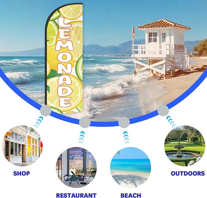 Lemonade Feather Flag for Storefronts Fairs,6 FT (Flagpole Not Included) | Business Advertising Flag