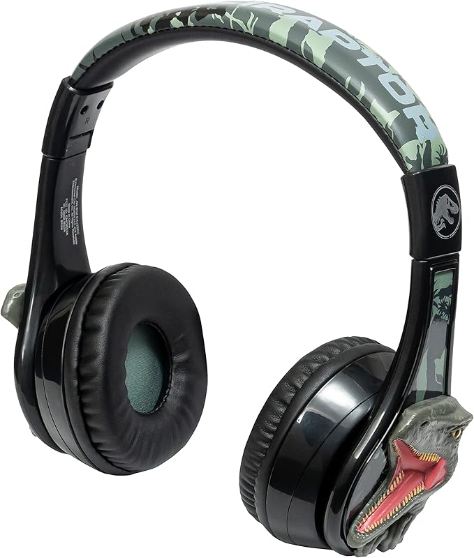 eKids Jurassic World Bluetooth Headphones, Wireless Headphones with Microphone Includes Aux Cord, Kids Earphones for School, Home, or Travel