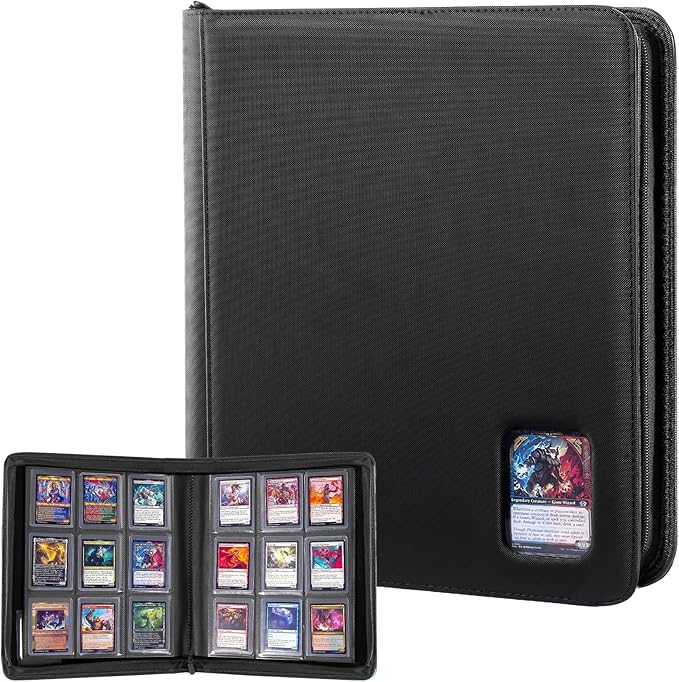 ProCase Top Loader Binder, 9 Pocket Holds 324 Toploaders, Waterproof PU Leather with Non-PVC Pockets for Trading Cards or Sports Cards, Compatible with TCG, MTG in 3"x4" Toploader -Black
