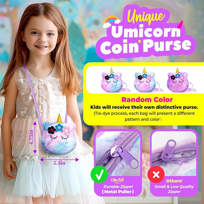 ULOVEME Kids Washable Makeup Kit for Girls 4-6 with Small Coin Purse(5.5x5.25in) - Real, Non Toxic Make Up Toy Gift- Umicorn Gift Set (Purple Coin Purse)