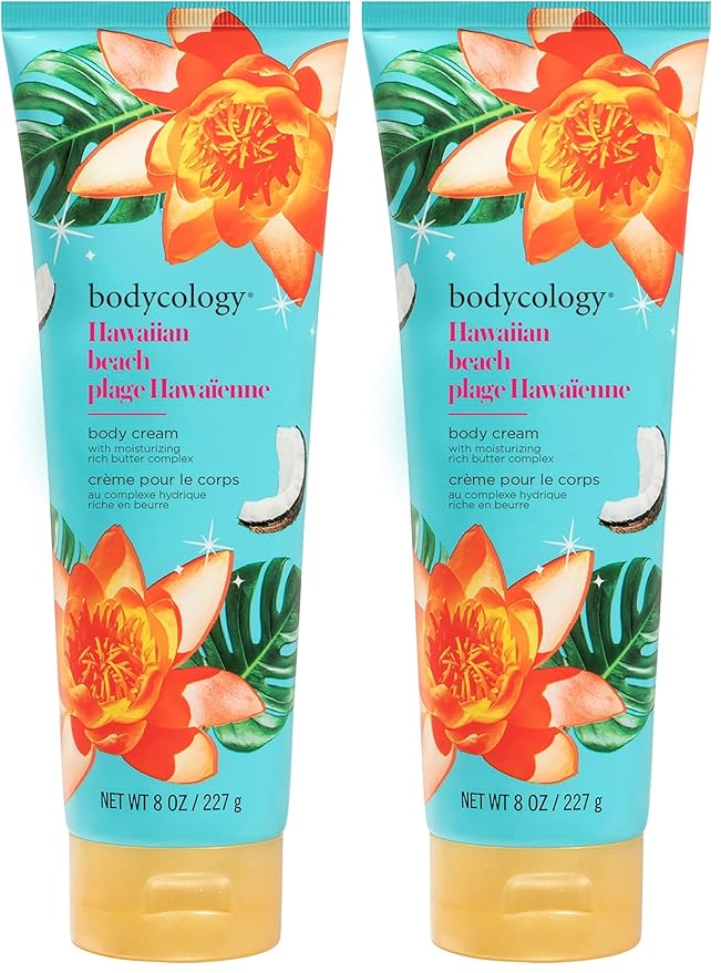 Bodycology Shea Butter Body Cream, Hawaiian Beach, 8 oz (Pack of 2)