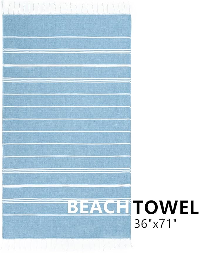 Aegero 2 Packs Turkish Beach Towel, 36"x71" Quick Dry Sand Free Oversized Bath Pool Swim Towel, Lightweight Travel Turkish Towels Vacation Essentials