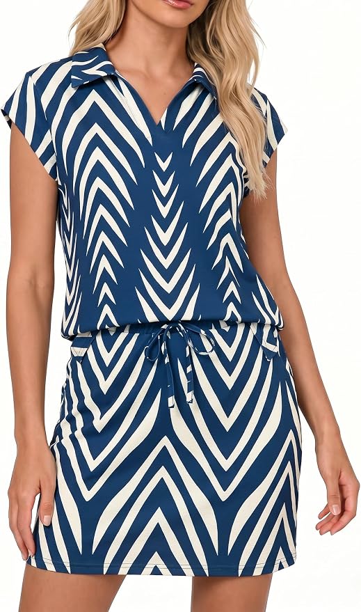 Casly Lamiit Womens Two Piece Skirt Sets Casual Cap Sleeve Lapel V Neck Tops Summer Travel Outfits Short Tennis Skort Set