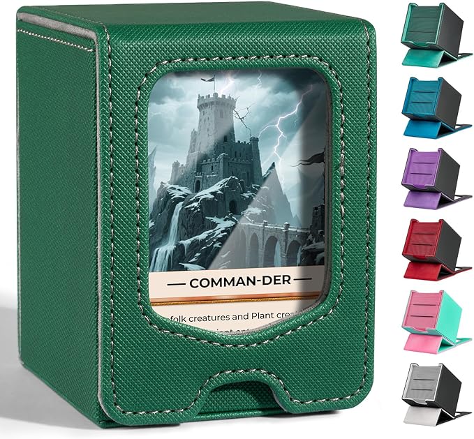 Fabmaker 4 Pack Deck Box Compatible with MTG Commander, (patent Pending) Magnetic Trading Card Storage Box with Comman-der, Fits 100 Double-Sleeved Cards, Card Box Compatible with Magic the Gathering