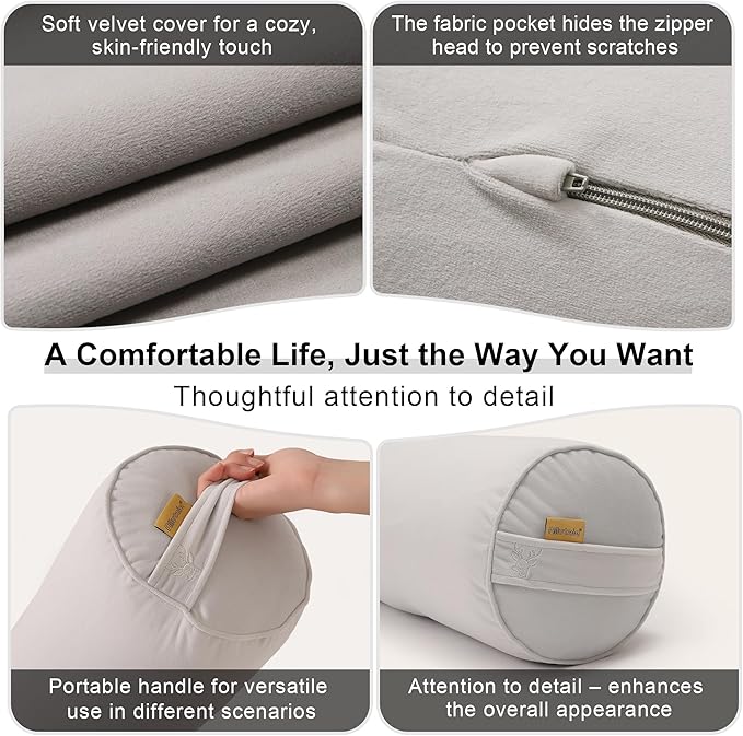 Body Pillow for Adults,Long Round Pillow,Big Cylindrical Pillow,Large Full Bolster Pillows for Side Sleepers (Silver Gray, 59"*7.87")