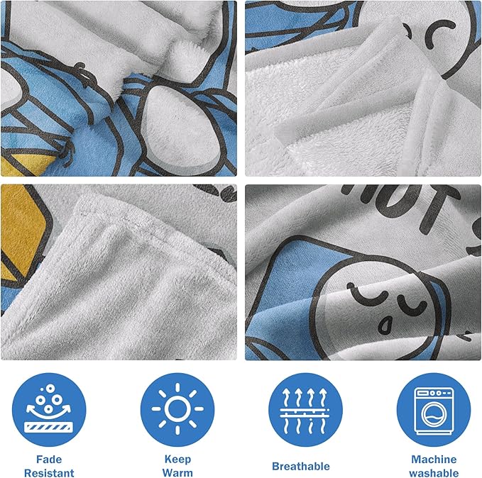 Funny Birthday Gift for Dad Husband, Dad is Not Sleeping Blanket | Dad Gifts from Daughter Son, Super Soft Throws Blanket for Couch and Napping, 60" x 50" (Gray)