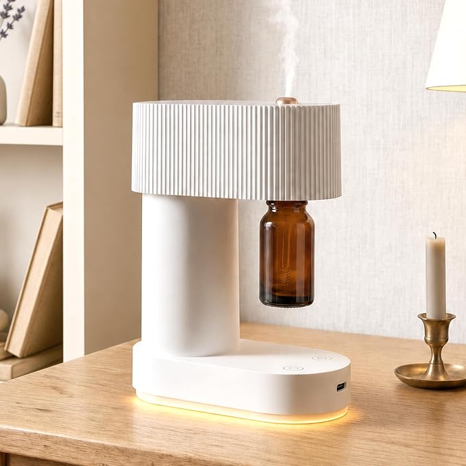 Waterless Essential Oil Diffuser Cordless Nebulizing Aroma Diffuser Whisper-Quiet 38dB USB-C Rechargeable Sculptural Korean Design Fits 10ml & 15ml Bottles Compact for Bedroom Office Spa