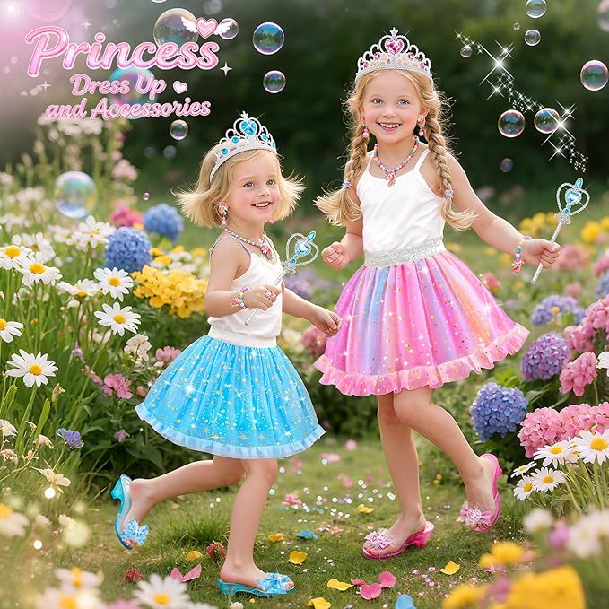 Myfolrena Princess Dress Up Shoes for Little Girls 3-6，Kids Pretend Play Clothes for Toddlers with Tutu,Shoes and Accessories,Christmas Thanksgaving Birthday Gift Toys
