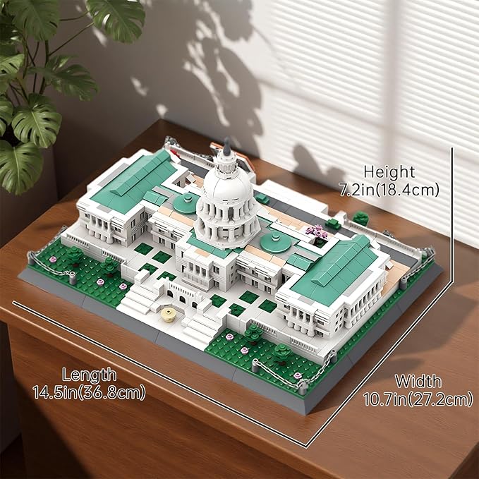 United States Capitol Architecture Model Building Block Sets Famous Landmark Building Brick Toys Gifts for Kid and Adult 1074 Pieces